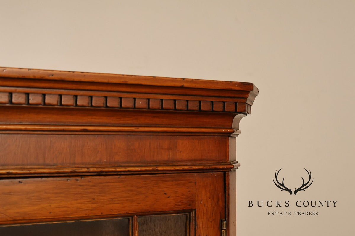 Georgian Style Narrow Mahogany Corner Cabinet With Geometric Glass Door