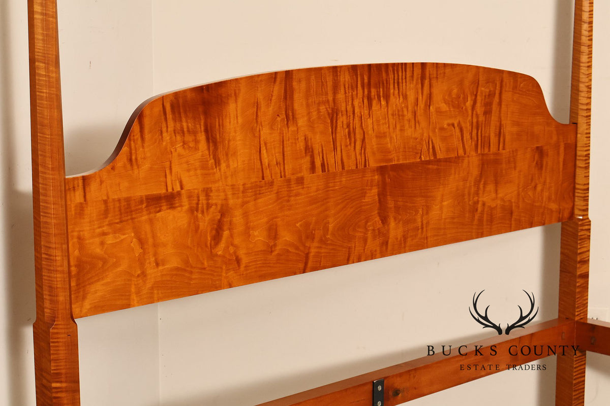 Bench Made Tiger Maple Queen Size Four Poster Canopy Bed