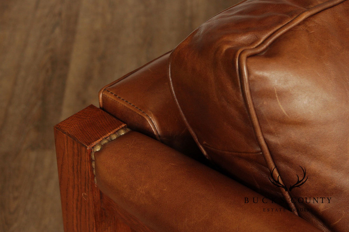 Stickley Highlands Mission Oak Leather Loveseat