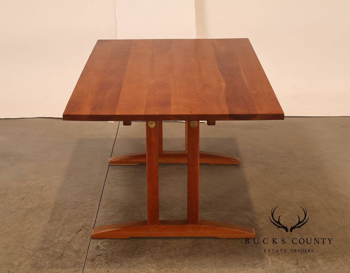Stickley Cherry Double Pedestal Extension Dining Table With Two Leaves