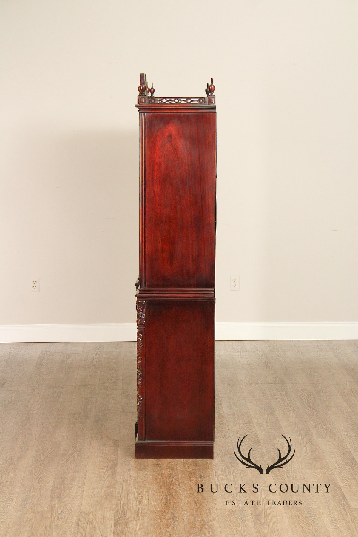 1940's Vintage Carved Mahogany China Cabinet