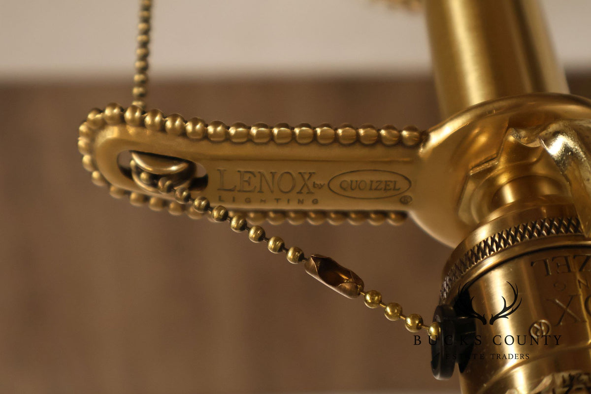 Lenox For Quoizel Pair of Brass and Porcelain Tall Table Lamps