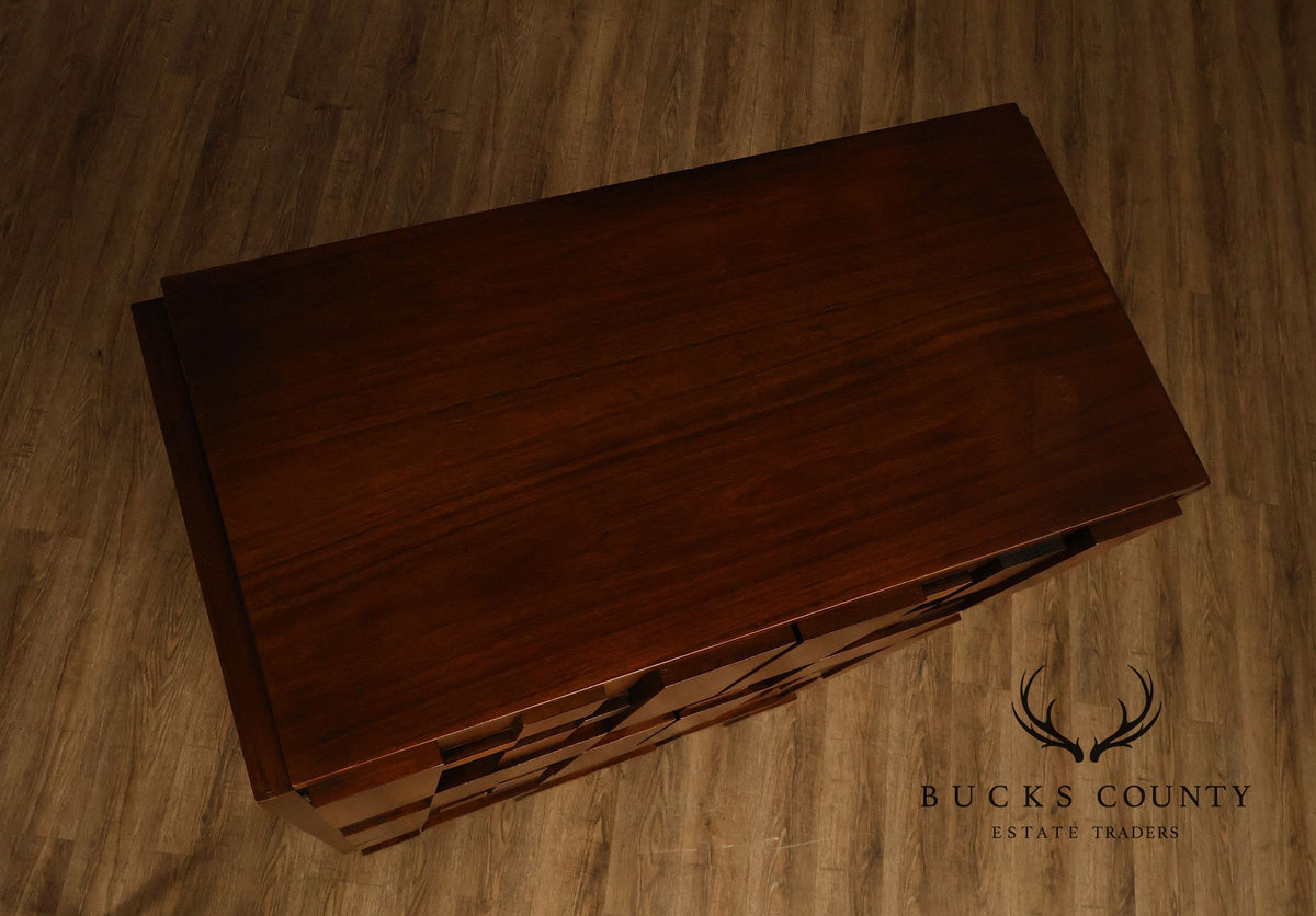 Vintage Lane Mid-Century Modern Brutalist Walnut Armoire