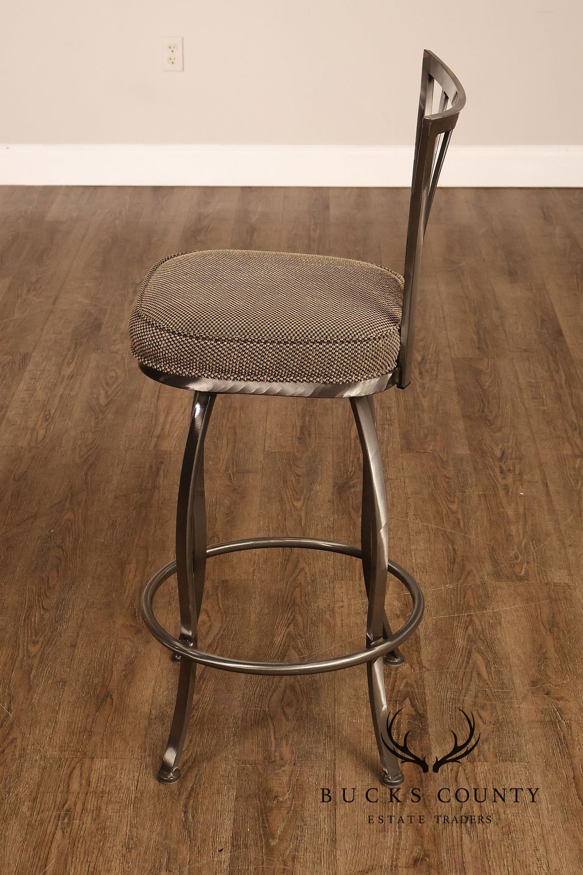 Shaver Howard Contemporary Set Of Three Brushed Steel Swivel Bar Stools
