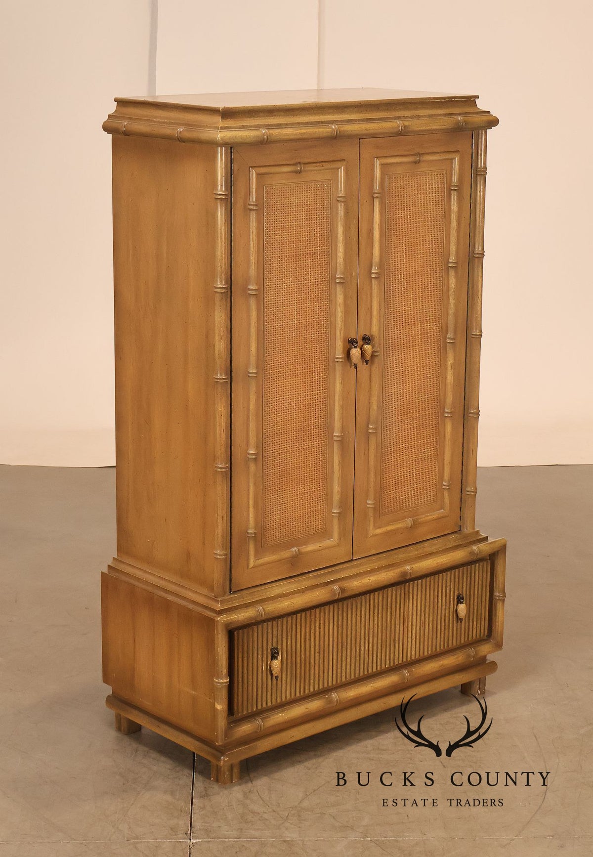 American Of Martinsville Faux Bamboo Tall Gentleman's Chest Armoire