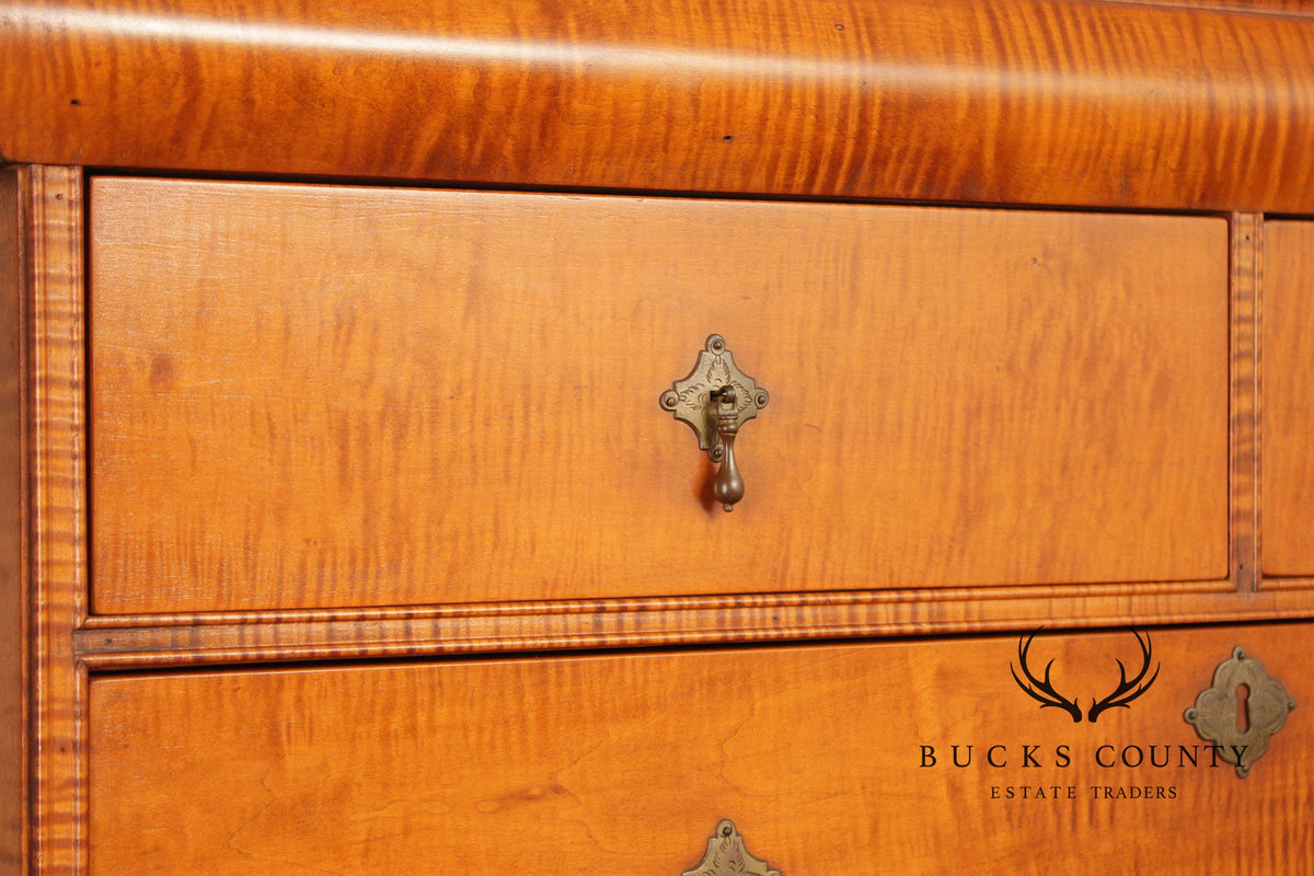Simms & Thayer Queen Anne Style Tiger Maple Highboy