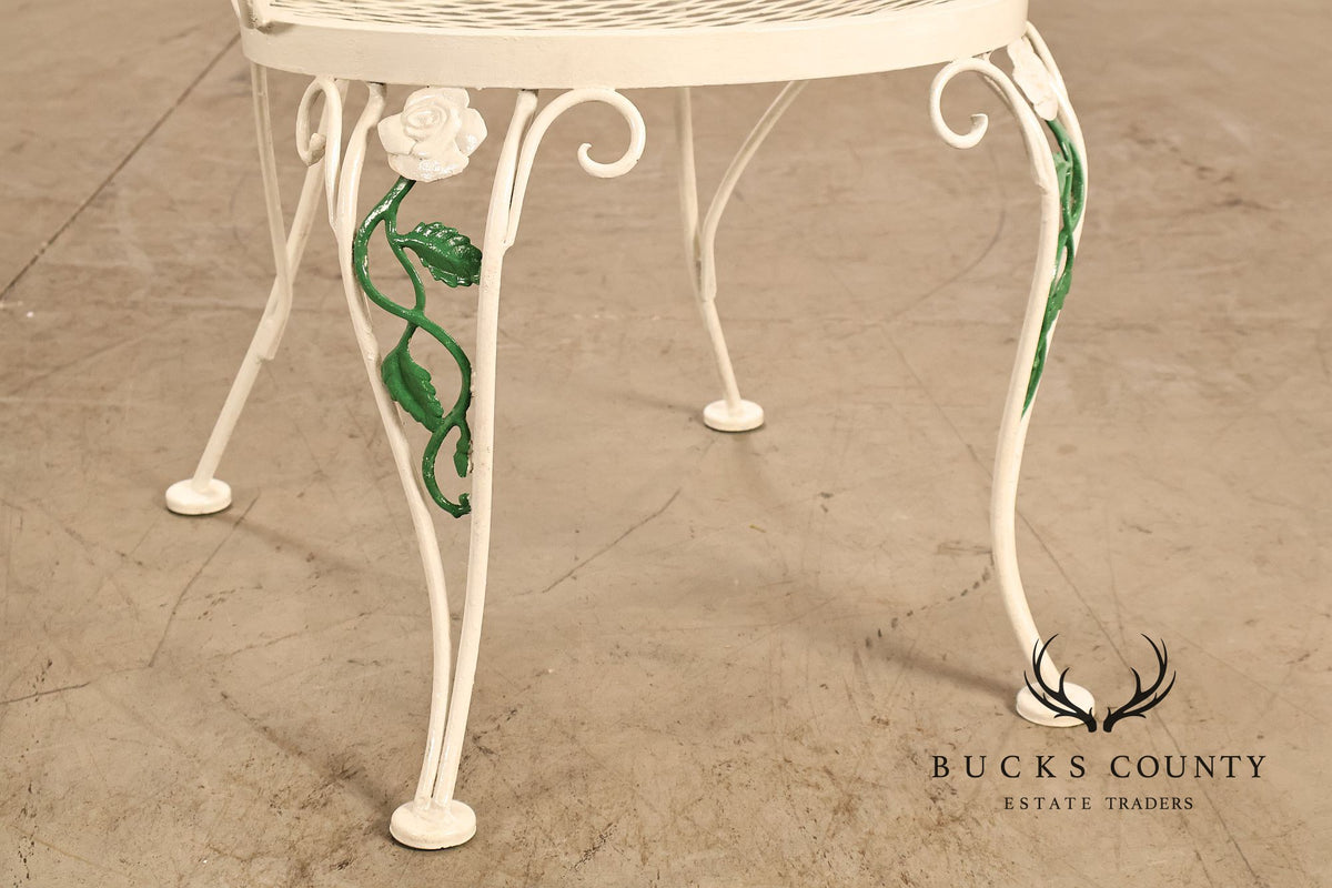 Woodard 'Chantilly Rose' Set of Four Wrought Iron Patio Dining Chairs