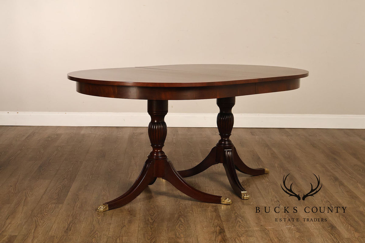 Henkel Harris Regency Style Mahogany Double Pedestal Dining Table
