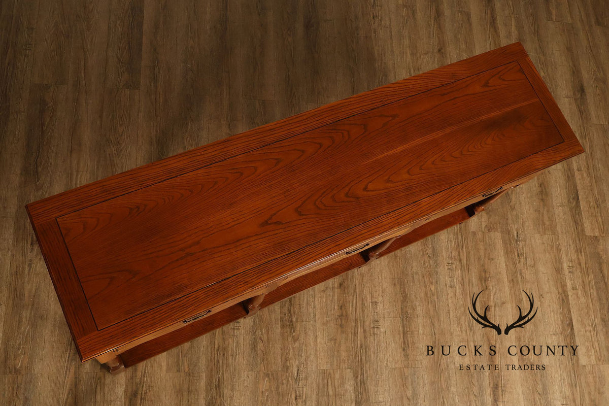 Hickory Chair Company Oak Three Drawer Console Sofa Table