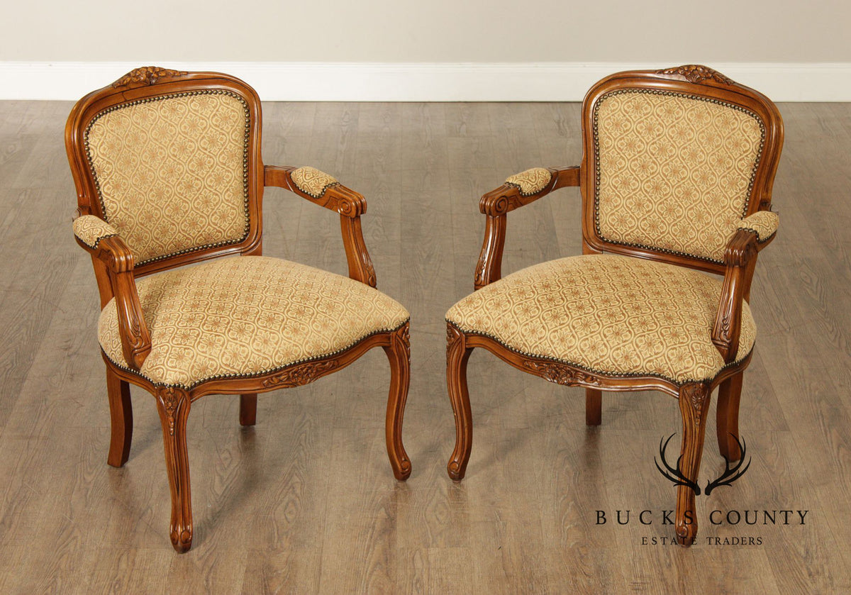 French Louis XV Style Pair of Fauteuil Armchairs