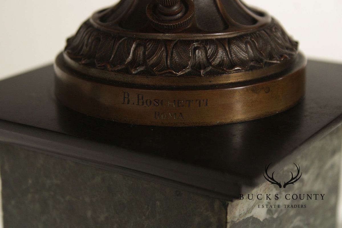 Benedetto Boschetti Classical Style Pair of Bronze Urn Table Lamps