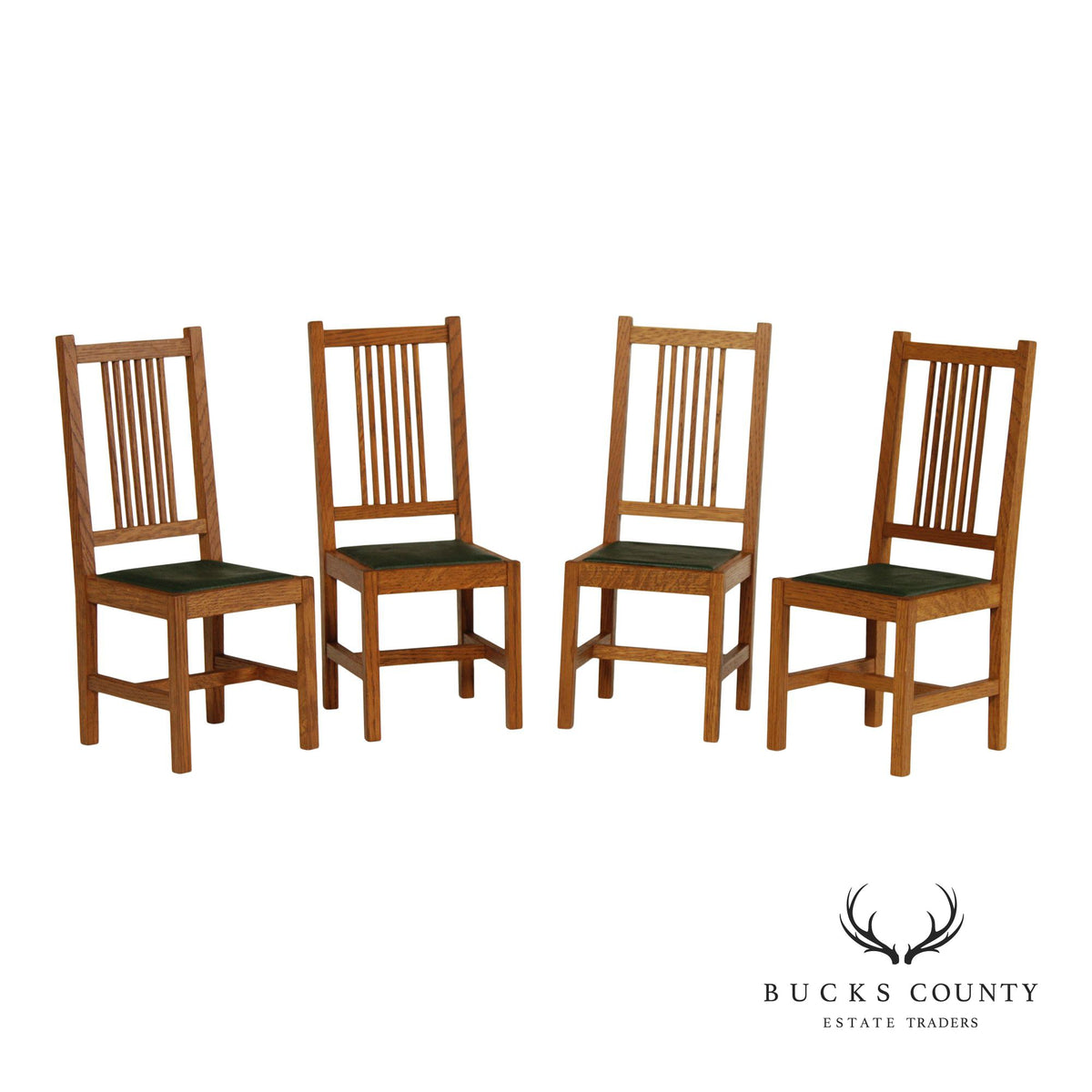 Stickley T.C. Timber Doll House Furniture Set of Four Miniature Oak Spindle Dining Chairs