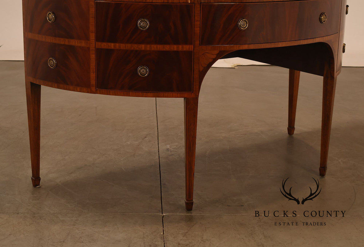 Maitland Smith Hepplewhite Style Deep Mahogany Demilune Sideboard