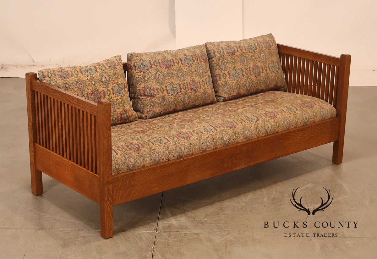 Stickley Mission Collection Oak Spindle Settle