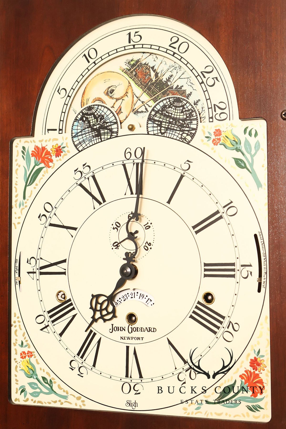 Sligh John Goddard Cherry Newport Tall Cased Grandfather Clock