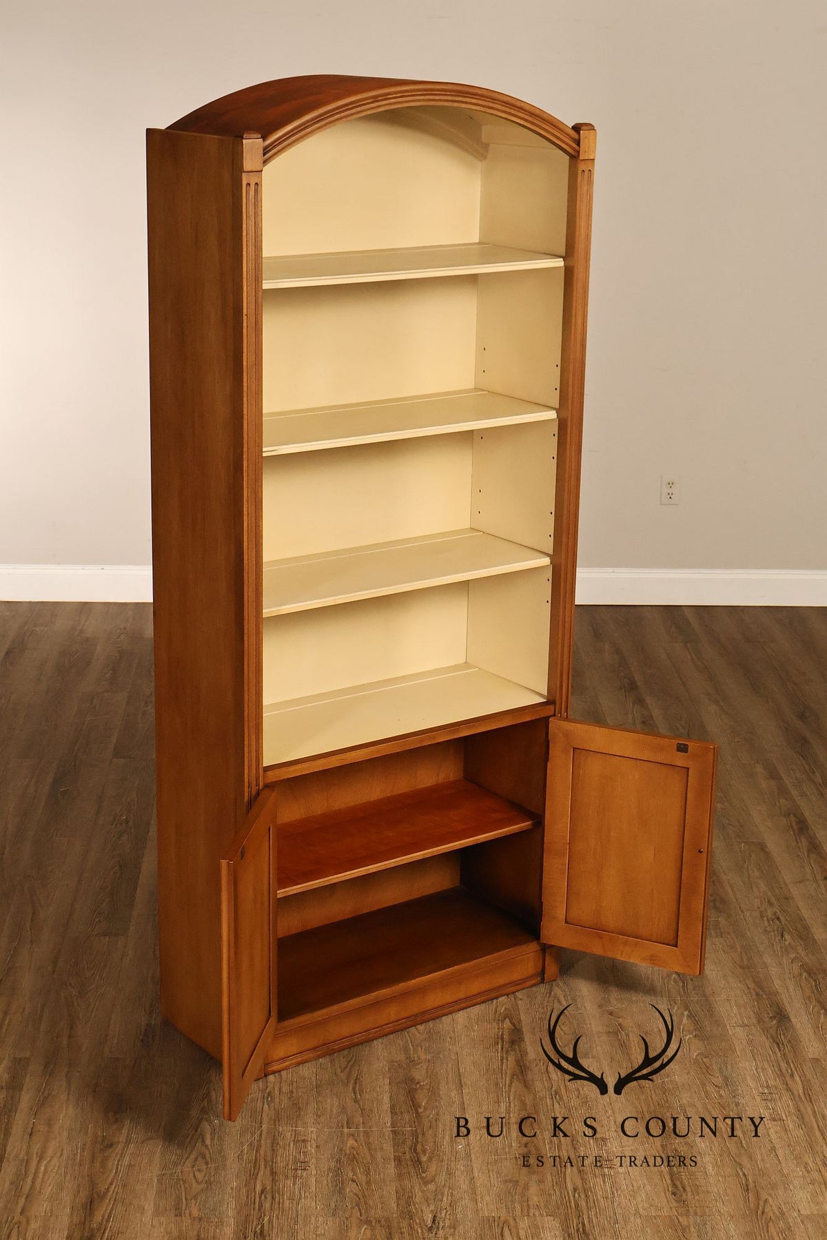 Henredon French Country Style Arched Walnut Bookcase