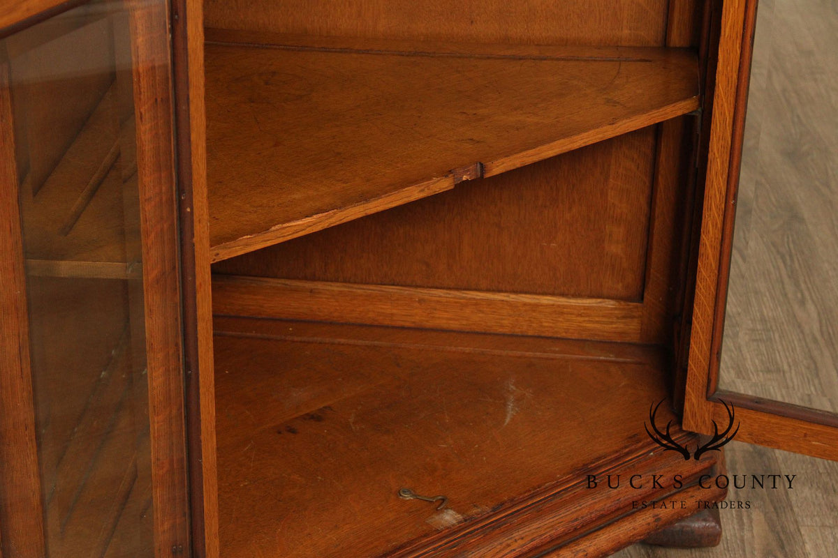 Antique Victorian Oak Corner China Cabinet