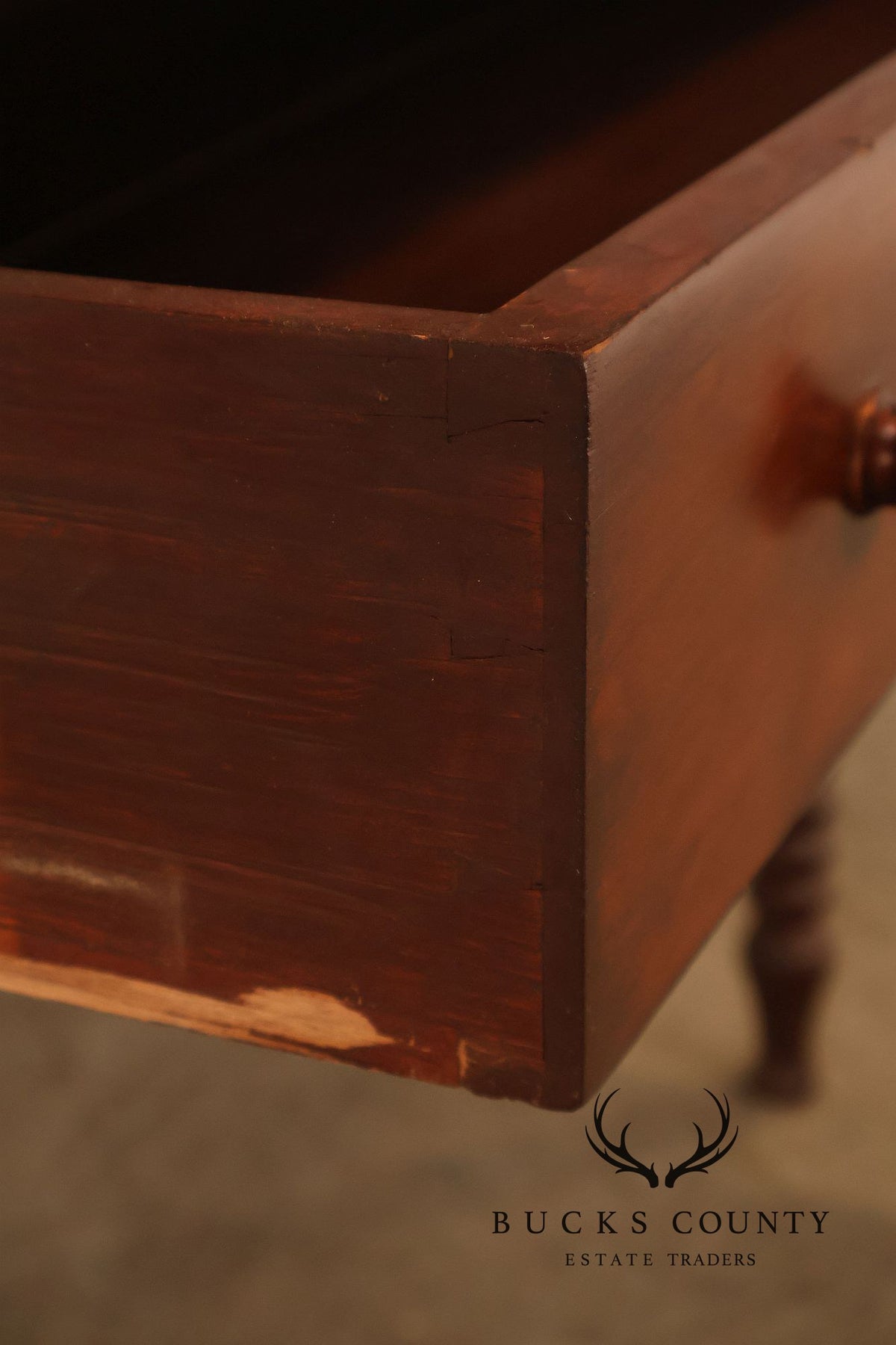 Antique American Turned Leg One Drawer Writing Table