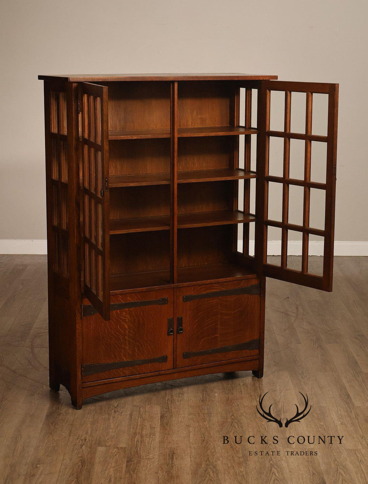 Antique L. & J.G. Stickley Mission Oak China Cabinet No. 729