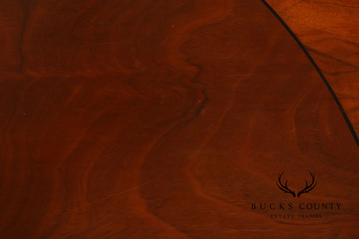 Traditional Round Mahogany Dining Table With Leaf And Banded Top