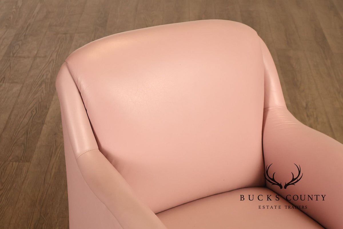 Vintage Lazar Industries East Pair Of Contemporary Modern Pink Upholstered Armchairs