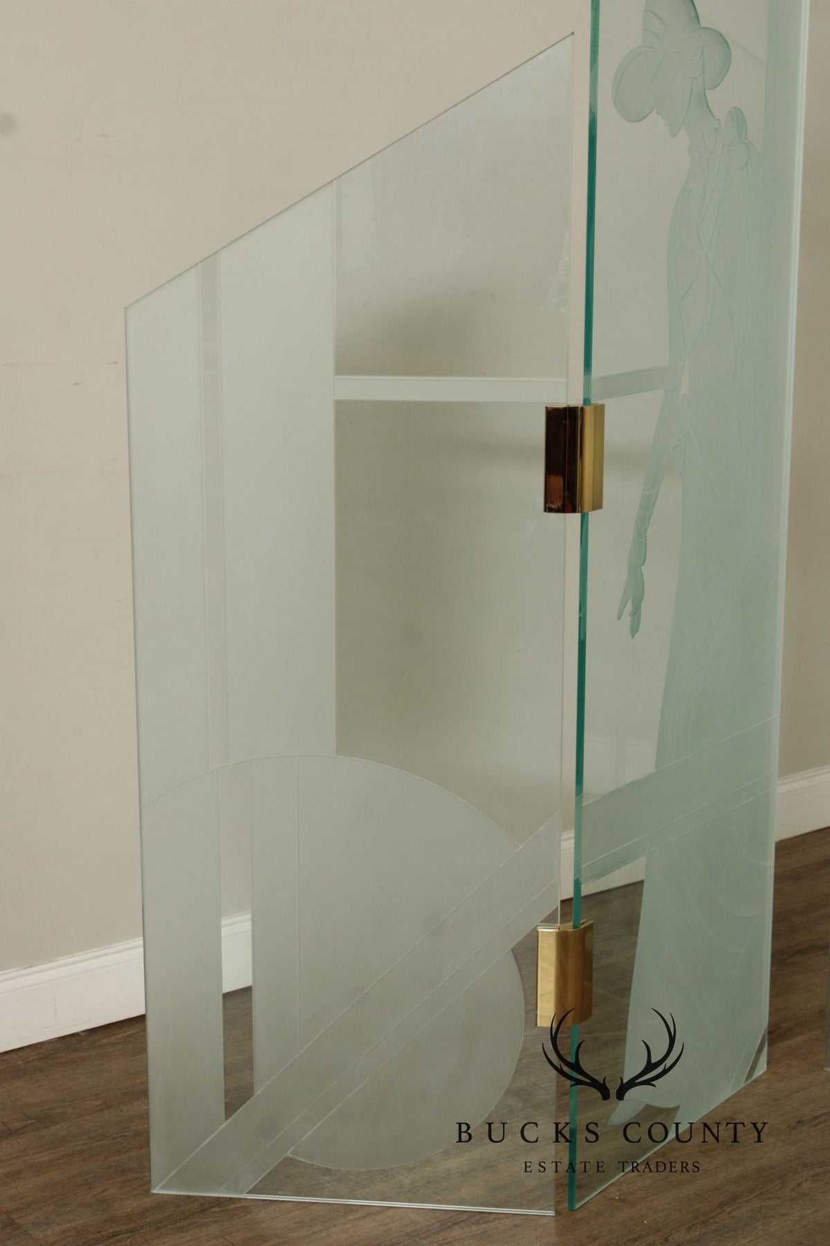 1980's Art Deco Style Glass Four-Panel Room Divider