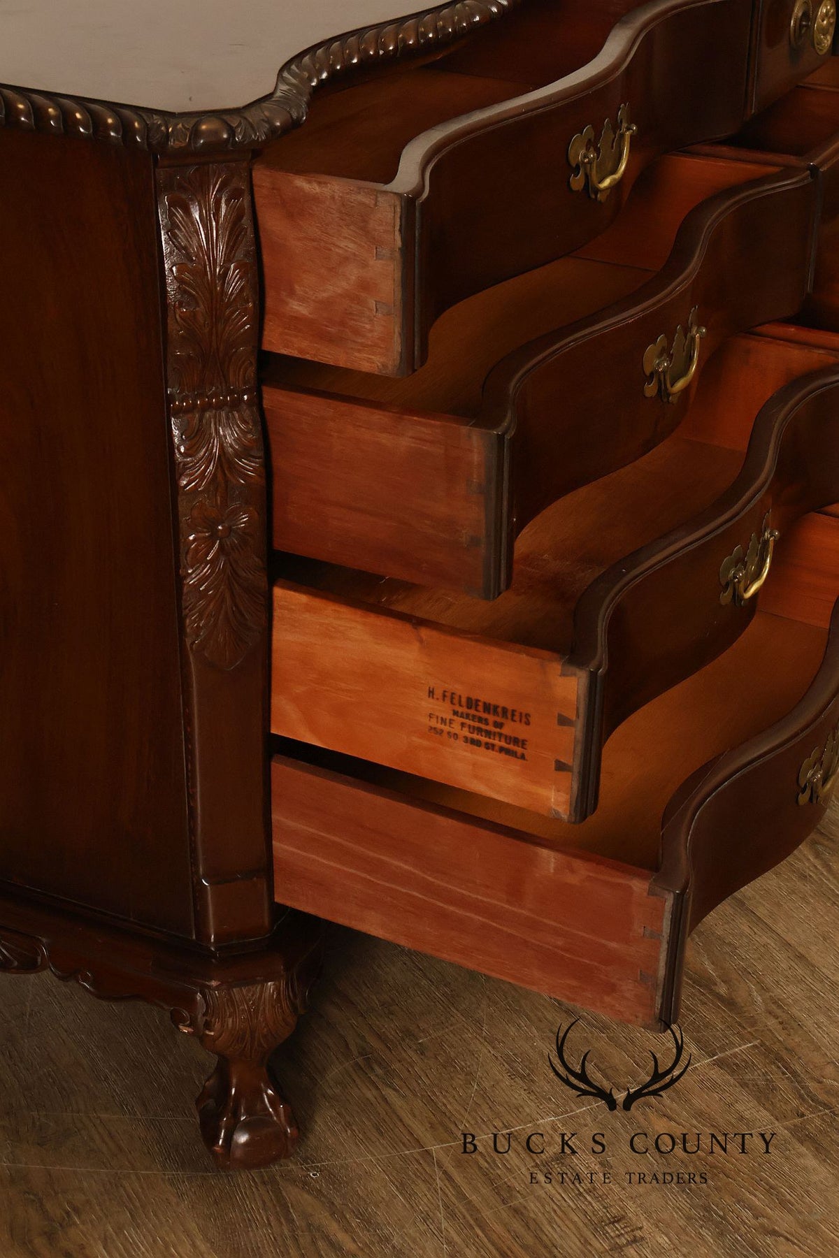 H. Feldenkreis Philadelphia Custom Mahogany Serpentine Front Dresser