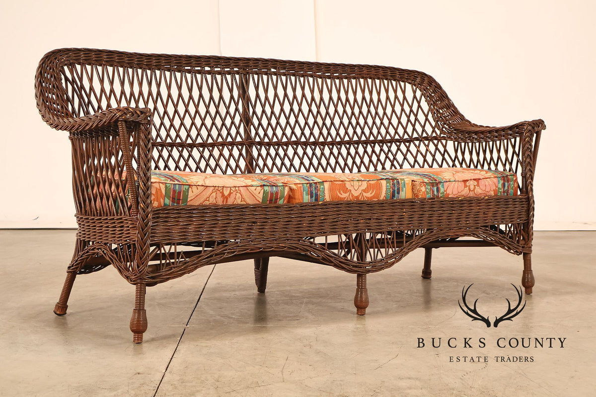 Antique Bar Harbor Style Wicker Sofa