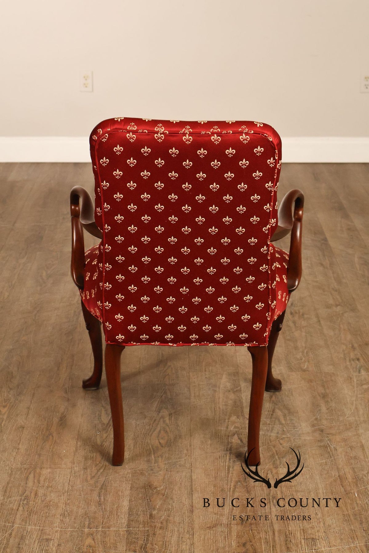 Queen Anne Style Mahogany Library Armchair