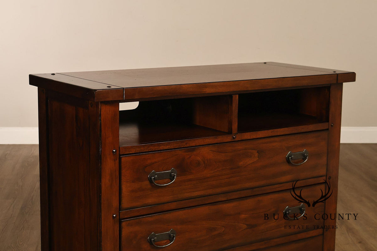 Mission Style Media Chest With Open Storage