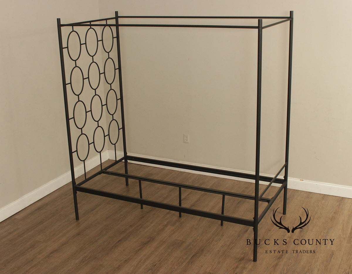 West Elm Pair of 'Ellipse' Twin Size Iron Canopy Beds