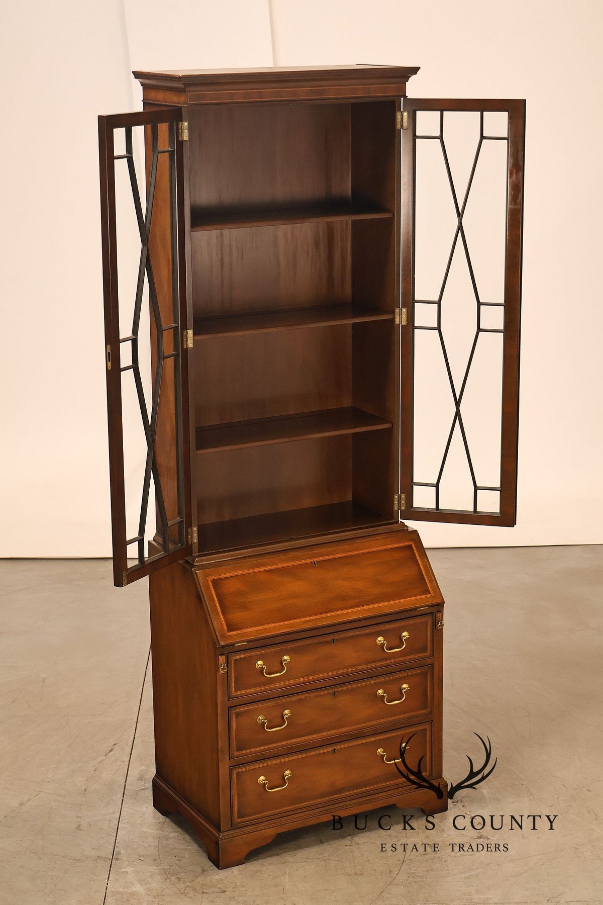 Kittinger Georgian Style Mahogany Secretary Bookcase