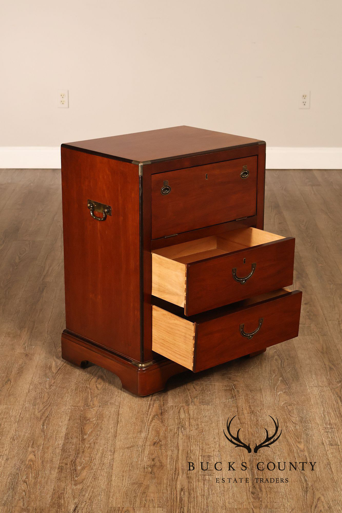 National Mt. Airy Campaign Style Pair of Cherry Nightstands
