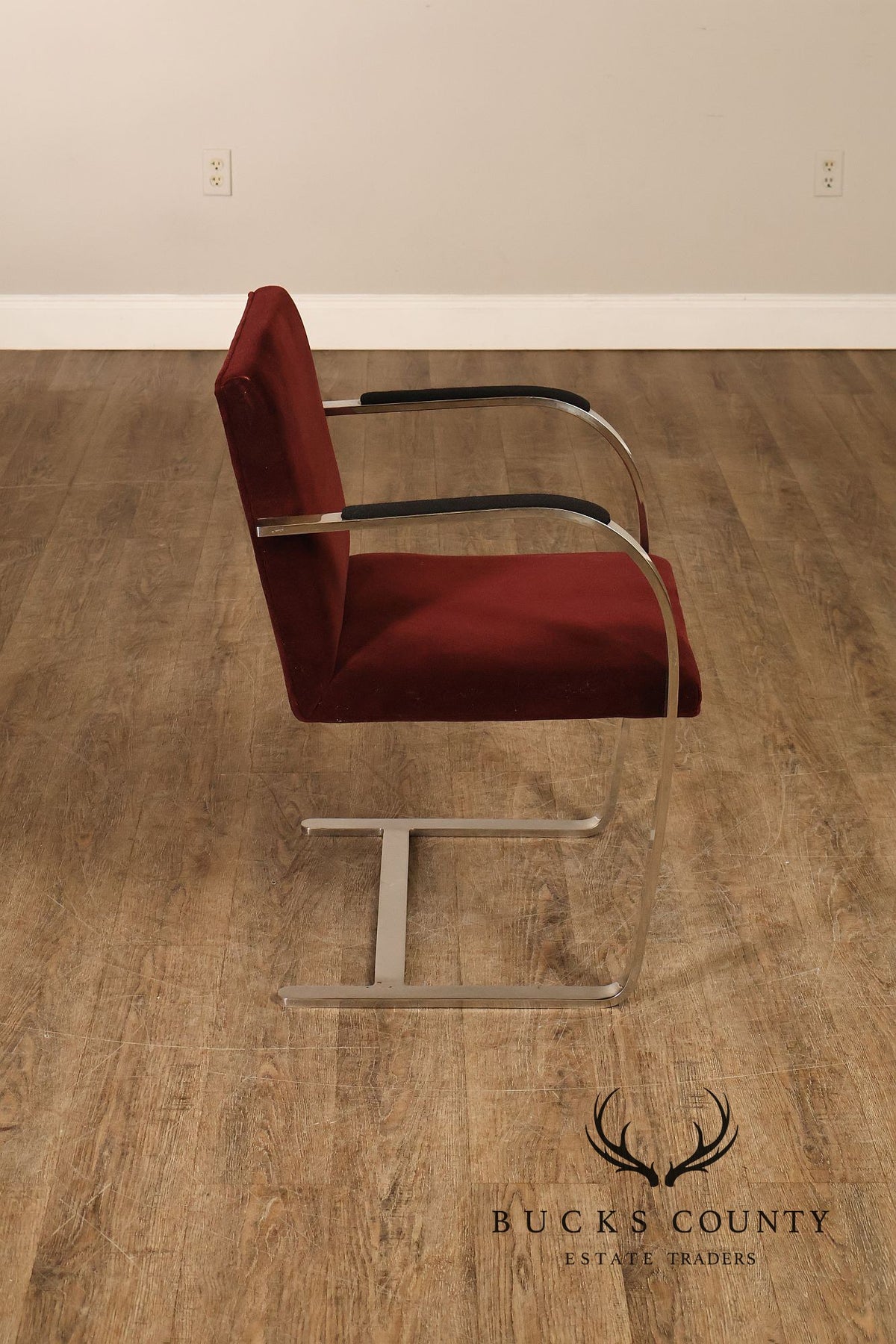 Knoll BRNO By Mies Van Der Rohe Mid Century Modern Set of Six Flat Bar Chrome Dining Chairs
