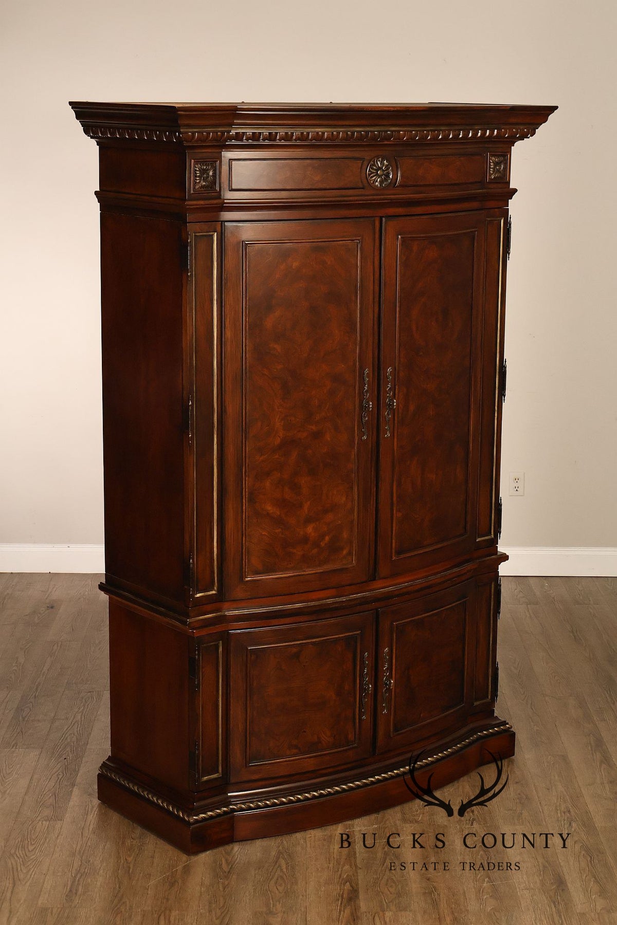 Drexel Heritage Hampshire Traditional Burl Wood Entertainment Armoire