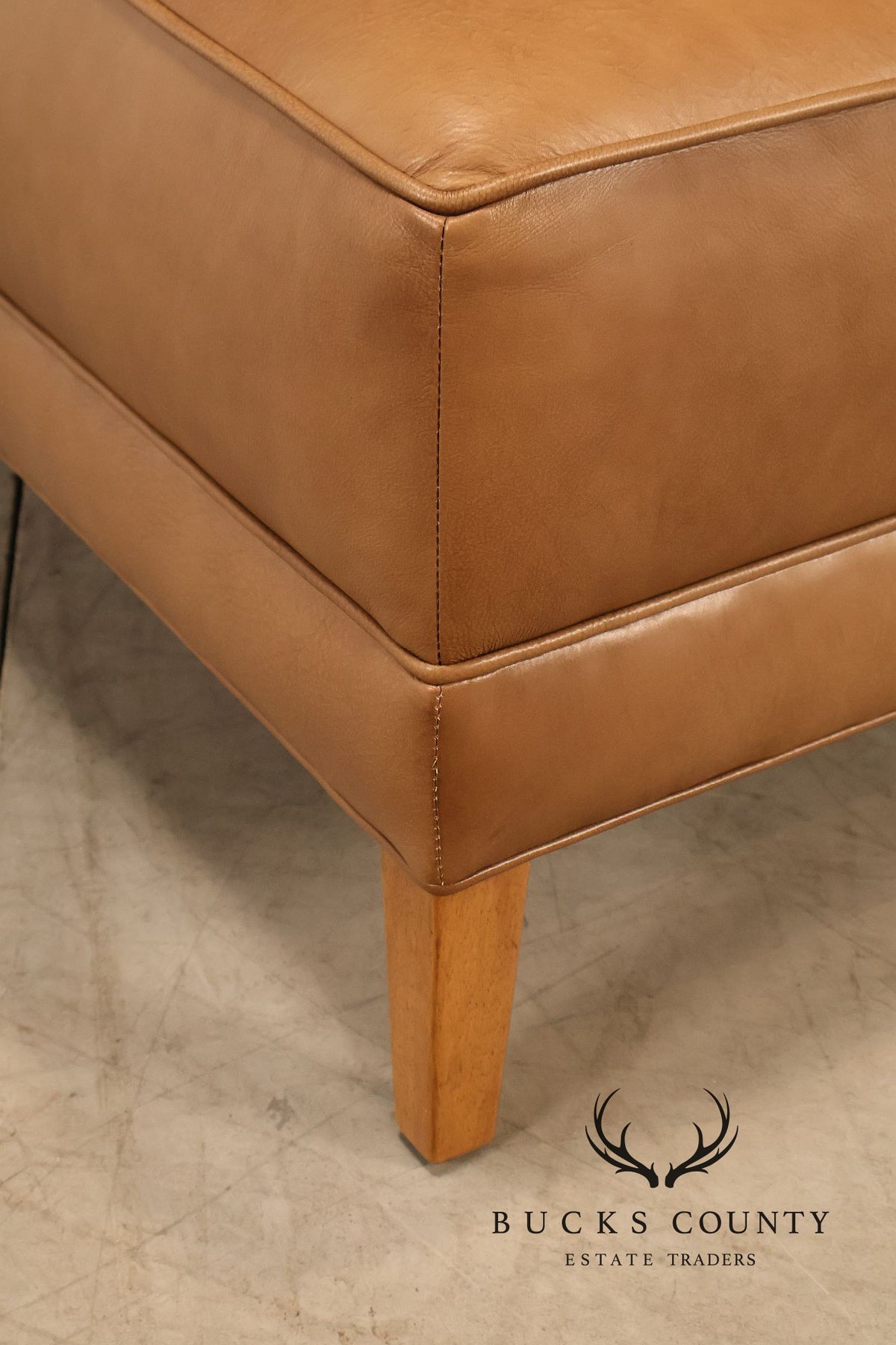 Ethan Allen 'Nassau' Tufted Leather Square Ottoman