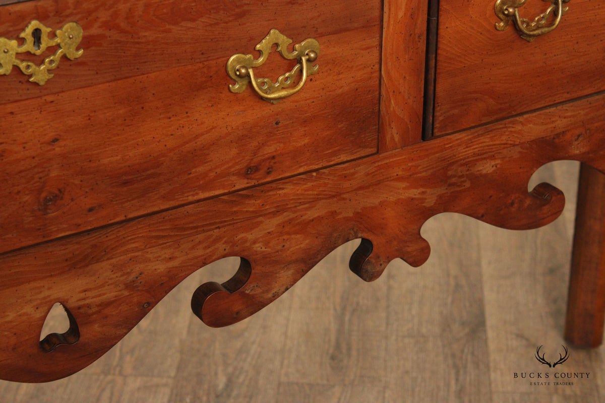 English Yew Wood George III Style Two-Drawer Sideboard Server