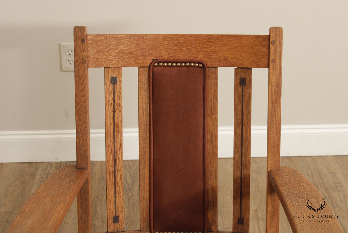 Limbert Mission Inlaid Oak Rocker