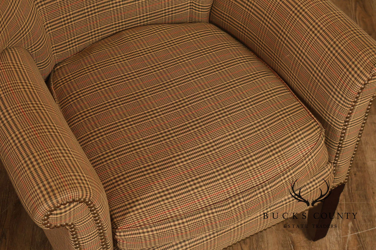 Ralph Lauren Traditional Plaid Upholstered Wingback Lounge Chairs