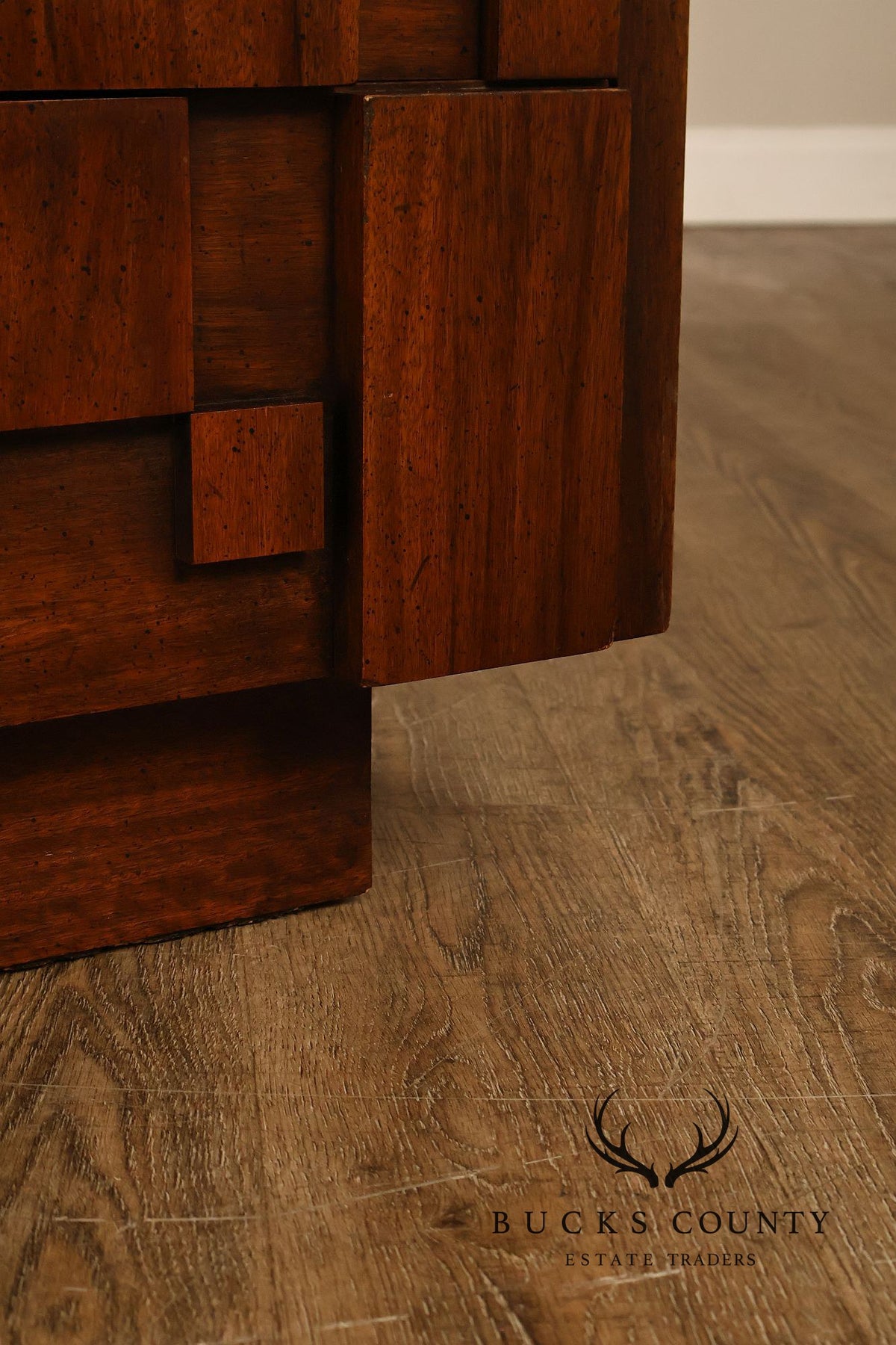 Vintage Lane Mid-Century Modern Brutalist Walnut Armoire