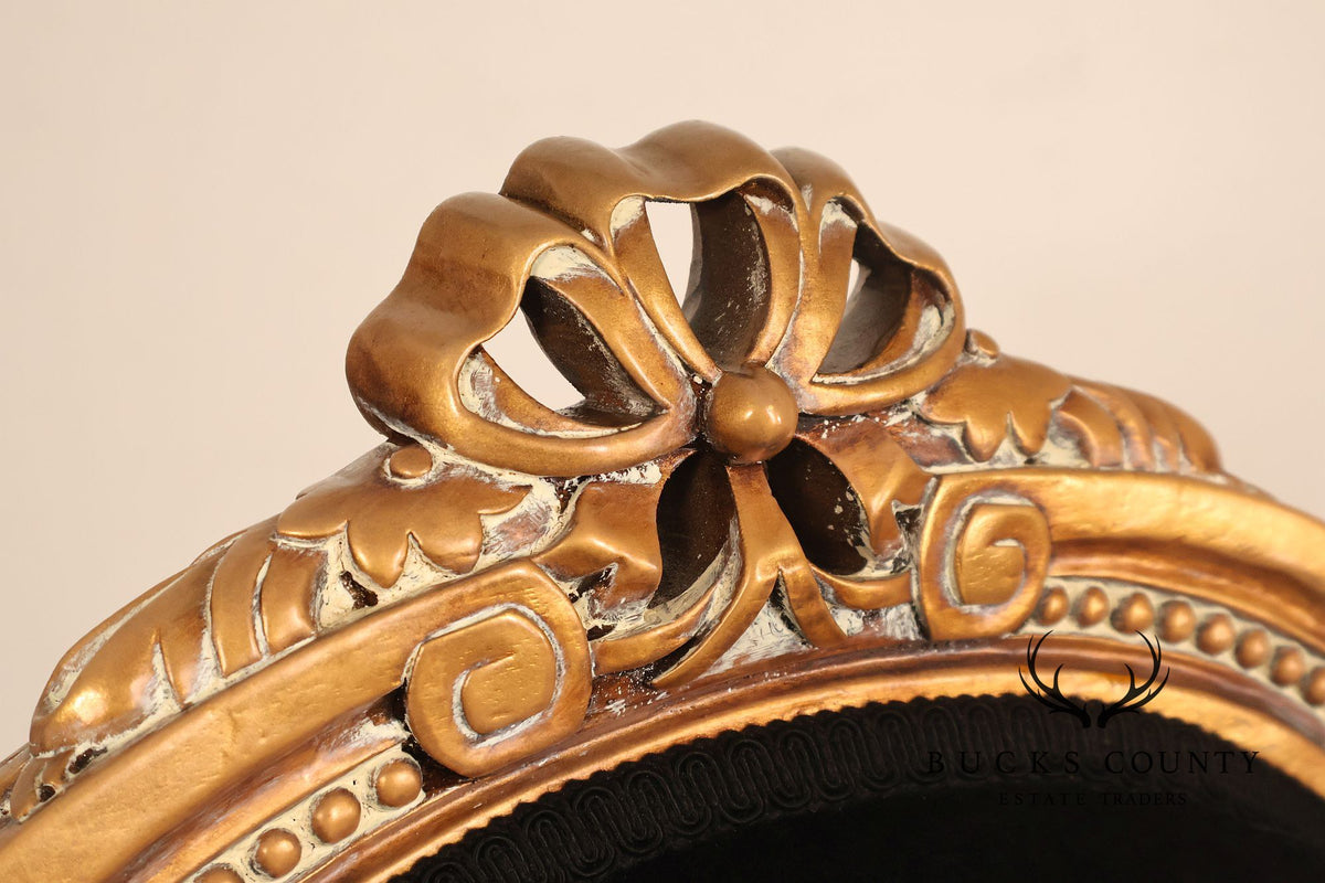 Louis XVI Style Giltwood Armchair With Black Upholstery