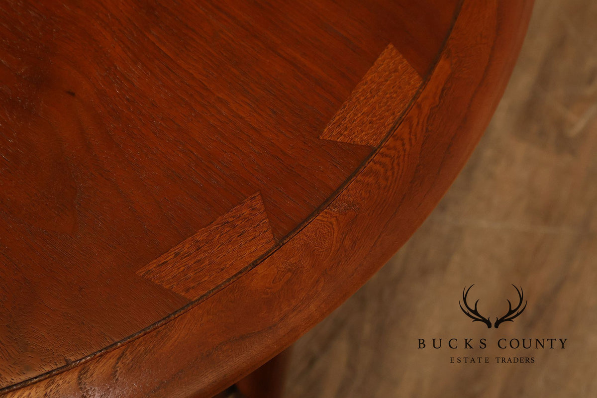 Lane Acclaim Mid Century Modern Walnut And Oak Round Two-Tier Side Table