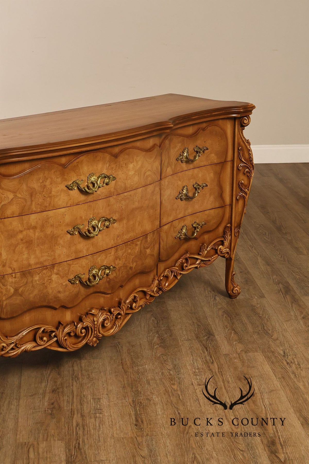 Italian Rococo Style Walnut Triple Chest