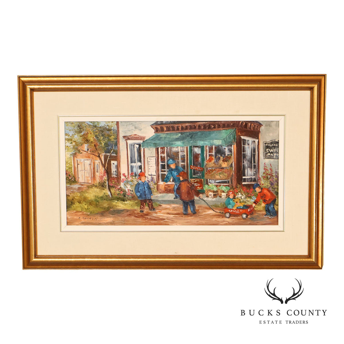 Aline Brochu Oil Painting, 'Rendez-Vous à L'Epicerie'
