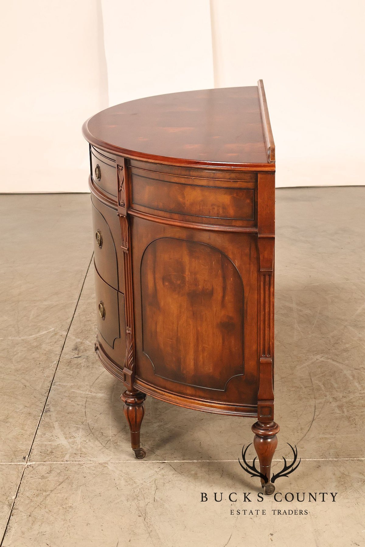 Vintage French Regency Style Mahogany Bow Front Sideboard Buffet