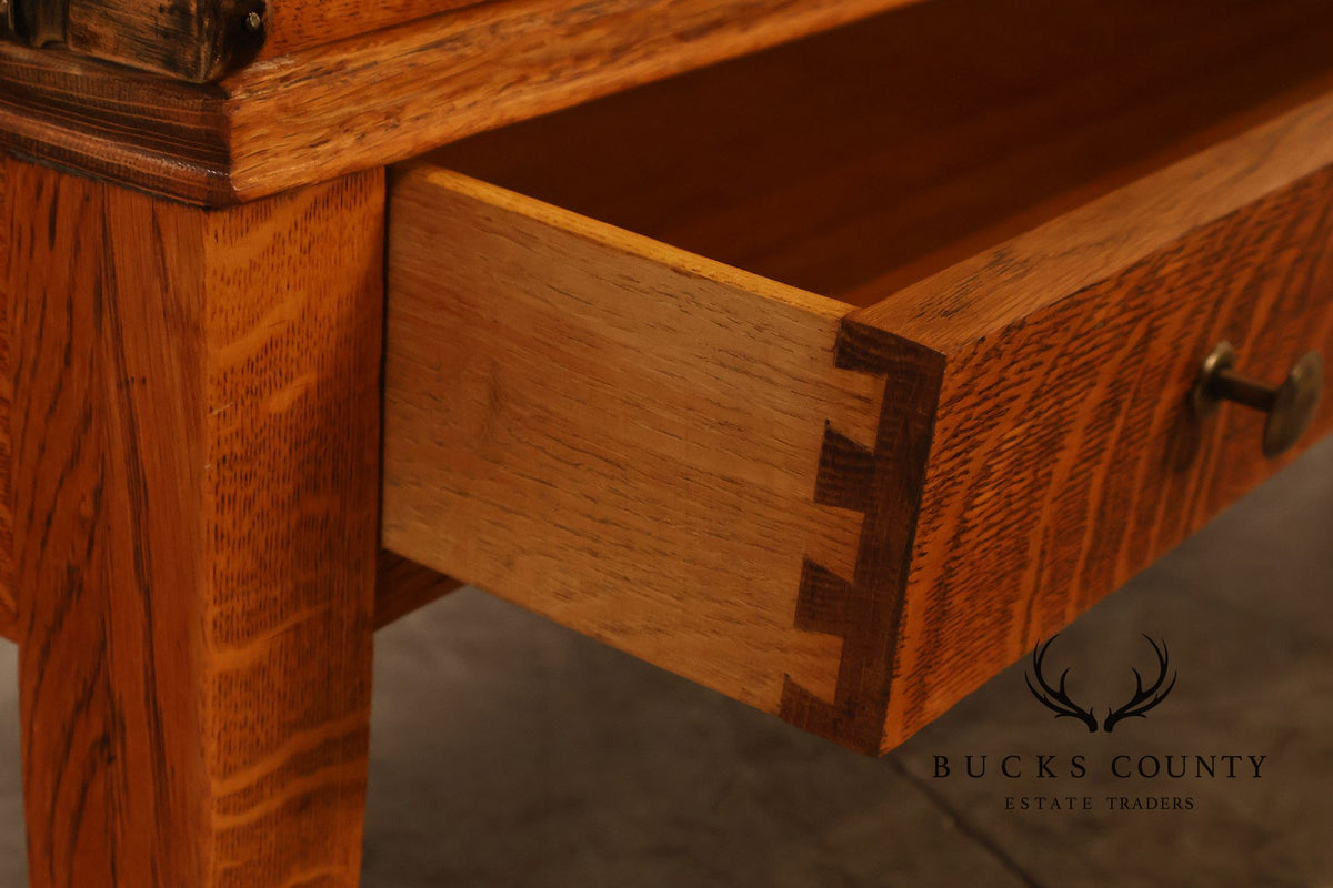 Arts & Crafts Three-Stack Oak Barrister Bookcase