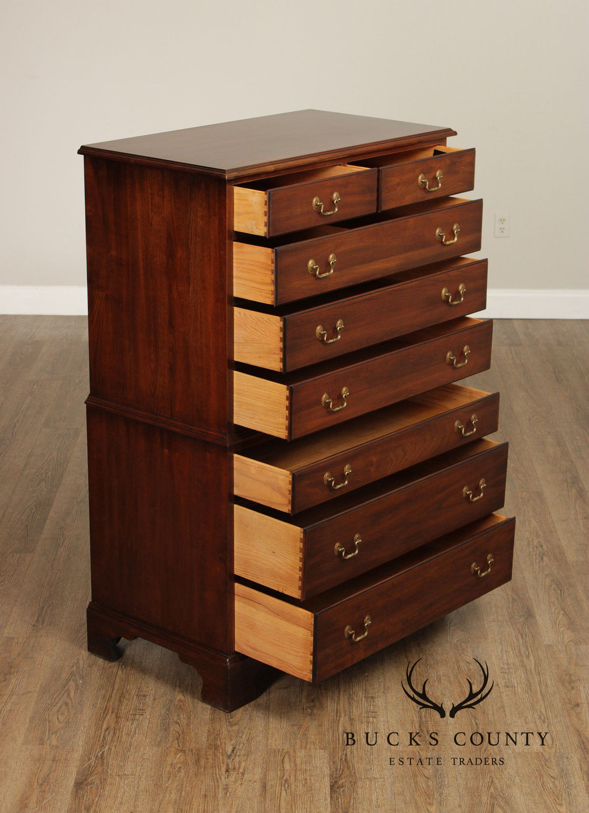 Henkel Harris Chippendale Style Vintage Cherry Tall Chest