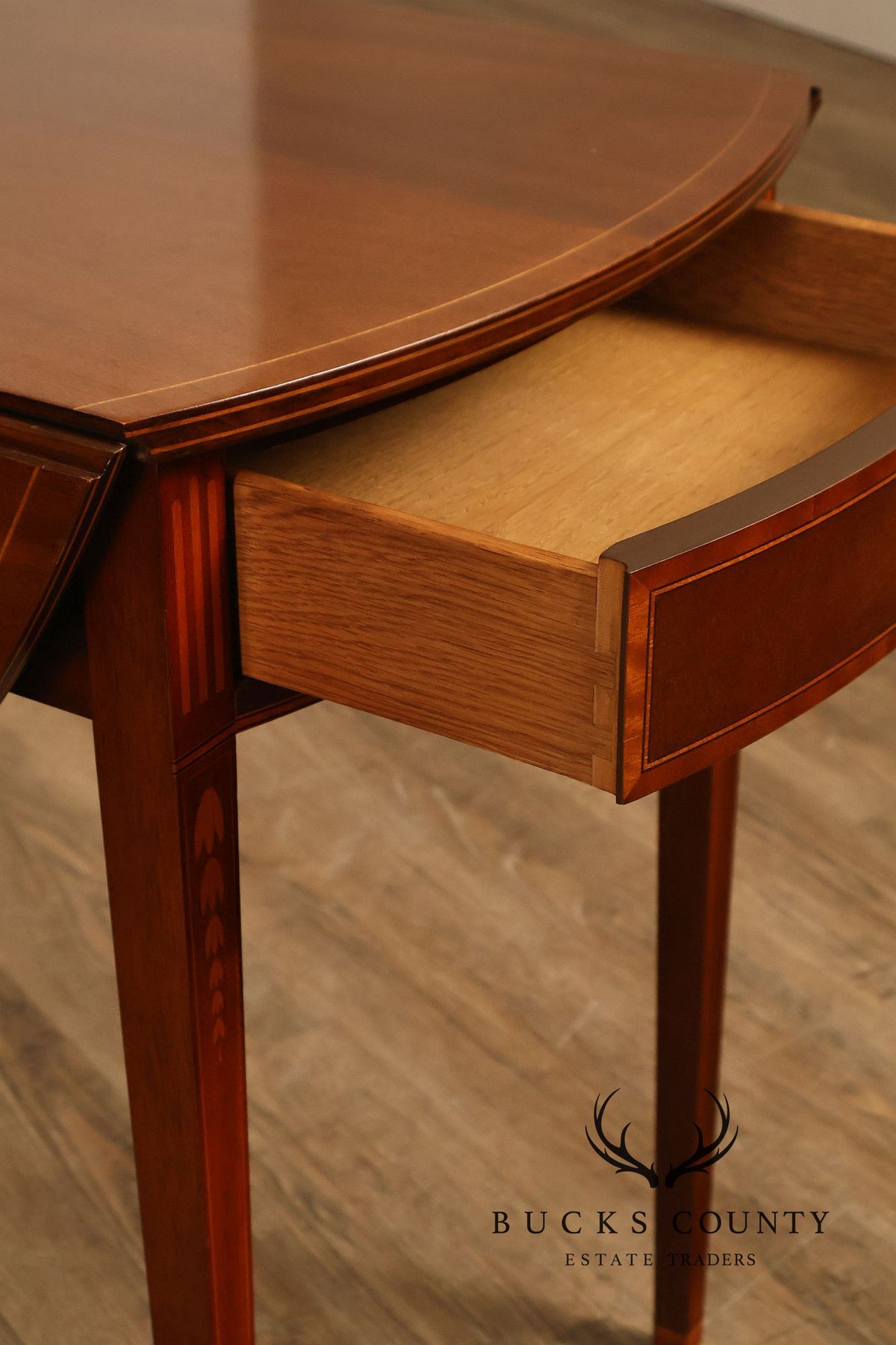 Baker Hepplewhite Style Mahogany Drop-Leaf Side Table