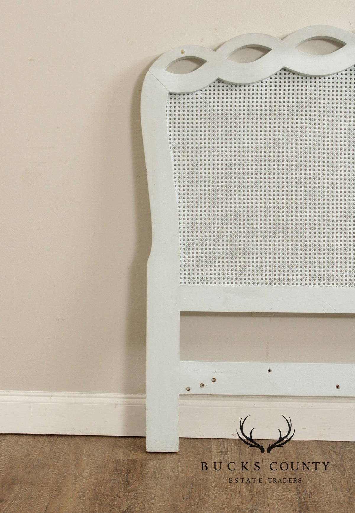 French Provincial Style Queen Size Painted Caned Headboard