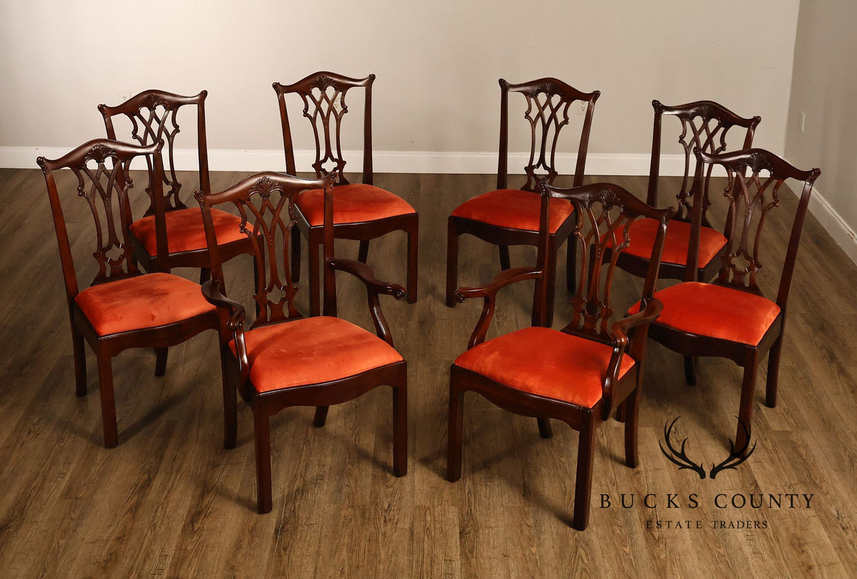 Maitland-Smith Set Of Eight Chippendale Style Mahogany Dining Chairs
